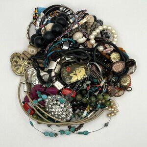 2 lbs Jewelry Lot Vintage to Now Costume Wear Resell Craft Harvest
